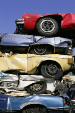 scrapped cars for recycling
